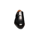 The Florsheim Sorrento Plain Toe Single Monk Strap features a rich leather upper with an elegant buckle and a sleek silhouette. The convenience of a slip on is further enhanced by the comfort of its fully cushioned leather covered footbed and soft leather linings.