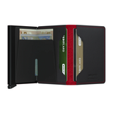 Its slim profile makes the Slimwallet fit perfectly into every pocket. The open exterior is cut extra wide to hold cards, banknotes and receipts. The Cardprotector mechanism allows you to slide out cards with one simple motion, while the aluminium protects your cards from bending, breaking and unwanted wireless communication.