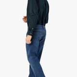 A contemporary fabrication complements the classic styling of this higher-rise, straight leg jean. They are cut from premium stretch denim that has a distinguished, modern appearance in a versatile wash to easily transition from casual to semiformal. Designed with comfort and effortless wear in mind, these have a relaxed fit through the leg that’s tailored to eliminate excess fabric at the hip and thigh.