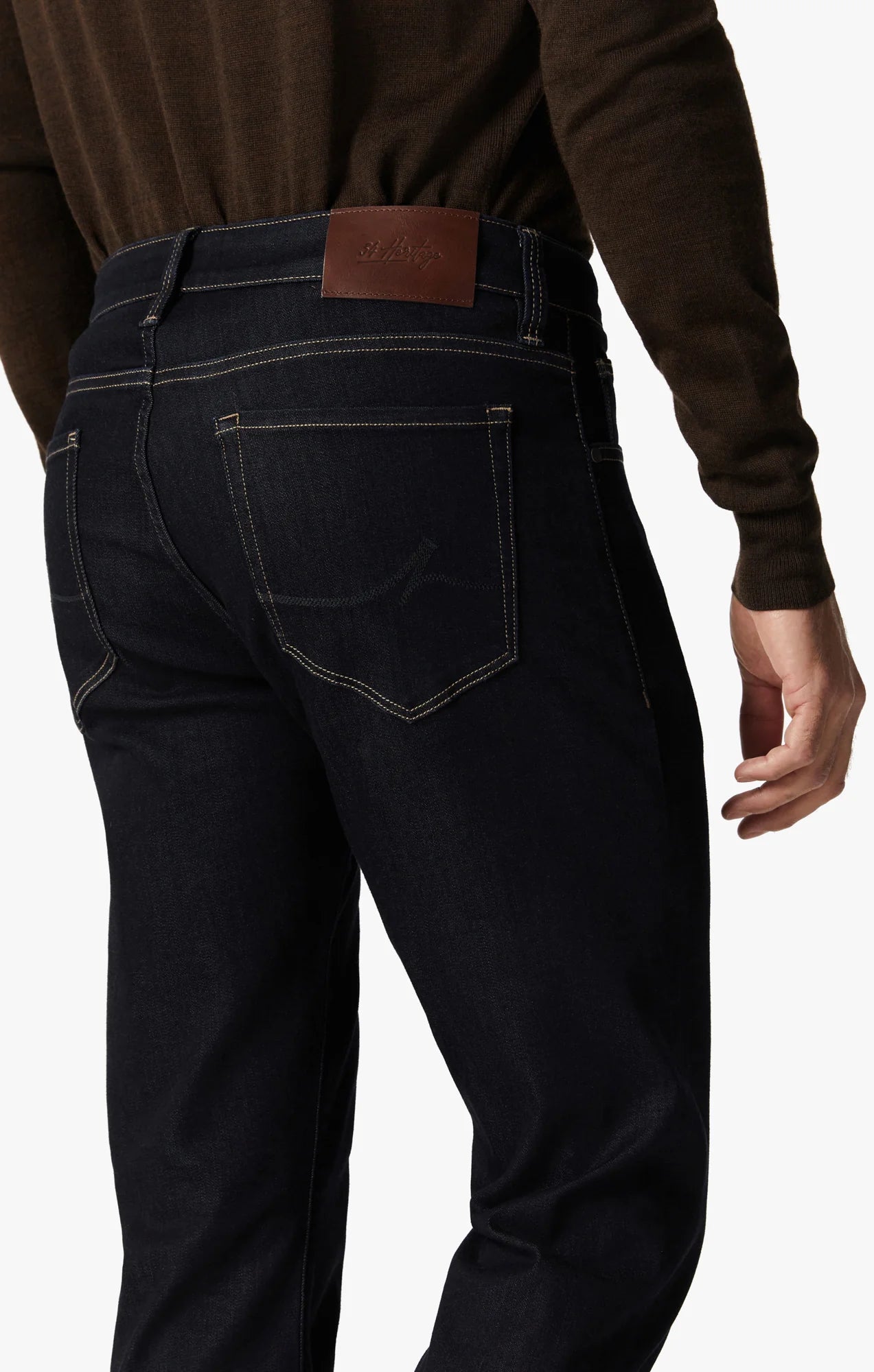 These jeans are made from the softest denim yet, that has a higher proportion of viscose and cotton for superior flexibility. Detailed with tonal hardware and contrast stitching, this mid-weight staple elevates any ensemble with its superior comfort, soft hand feel, and exceptional stretch.