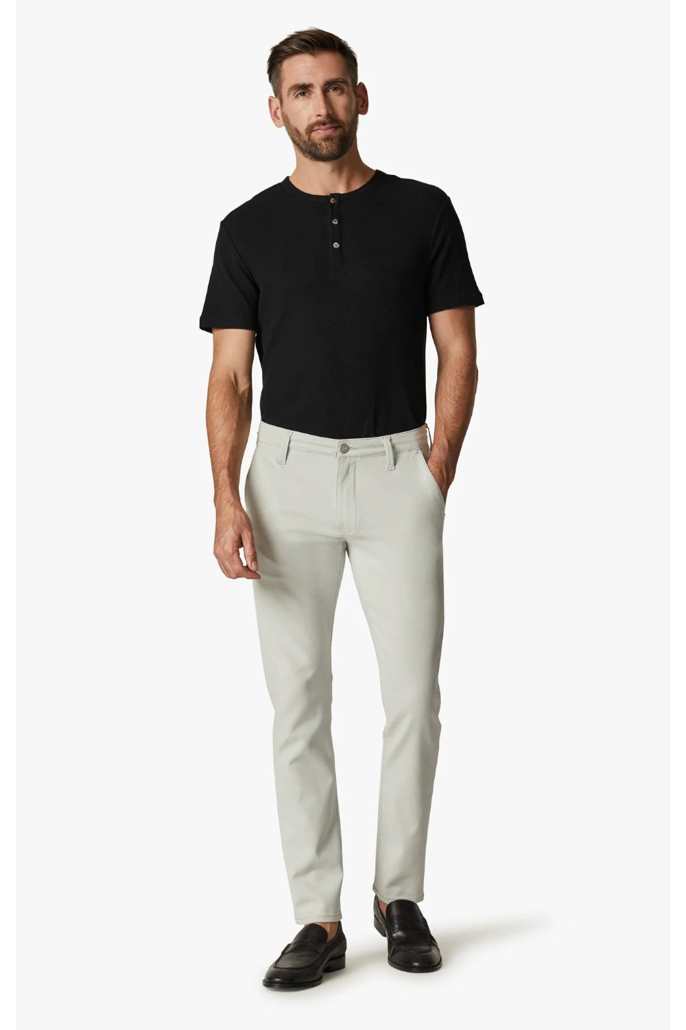 Designed For Comfort These timeless, slim trousers are made from a breathable and stretchy performance fabrication that’s as easy to lounge in as it is to wear for a night out. Finished in a contemporary neutral hue and carefully tailored to flatter every silhouette, this is an elevated closet staple that’s perfect for the man seeking a versatile pant for any occasion in life.