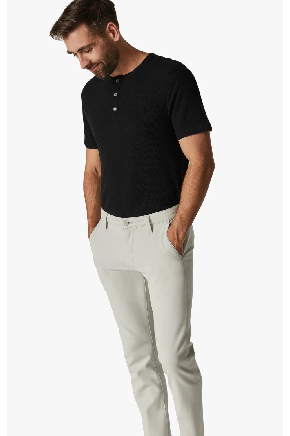 Designed For Comfort These timeless, slim trousers are made from a breathable and stretchy performance fabrication that’s as easy to lounge in as it is to wear for a night out. Finished in a contemporary neutral hue and carefully tailored to flatter every silhouette, this is an elevated closet staple that’s perfect for the man seeking a versatile pant for any occasion in life.