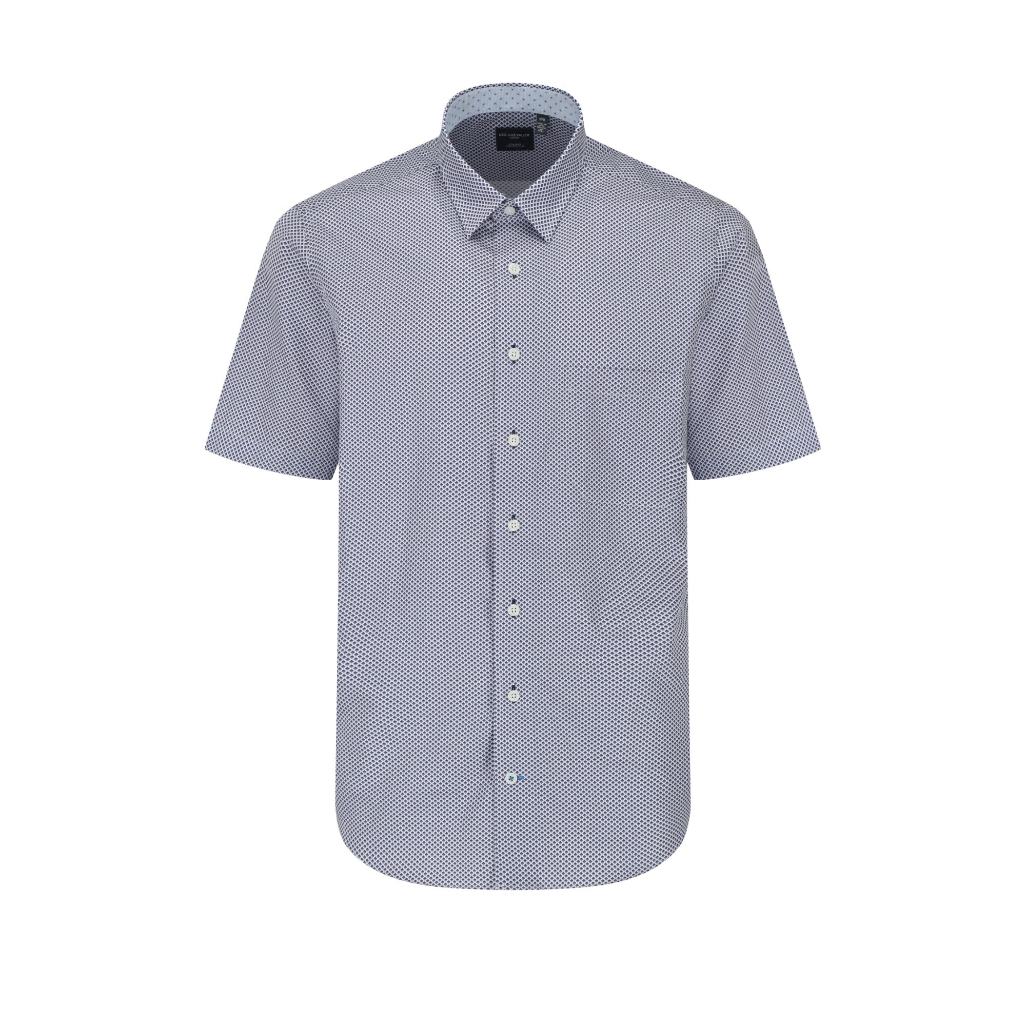 This Leo Chevalier Men's Short Sleeve is crafted from 100% cotton which provides excellent breathability and is non-iron for easy maintenance. The hidden button down collar and tall fit provide a tailored look for any occasion.