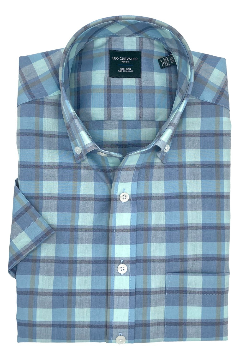 This Leo Chevalier Men's Short Sleeve is crafted from 100% cotton which provides excellent breathability and is non-iron for easy maintenance. The hidden button down collar and tall fit provide a tailored look for any occasion.