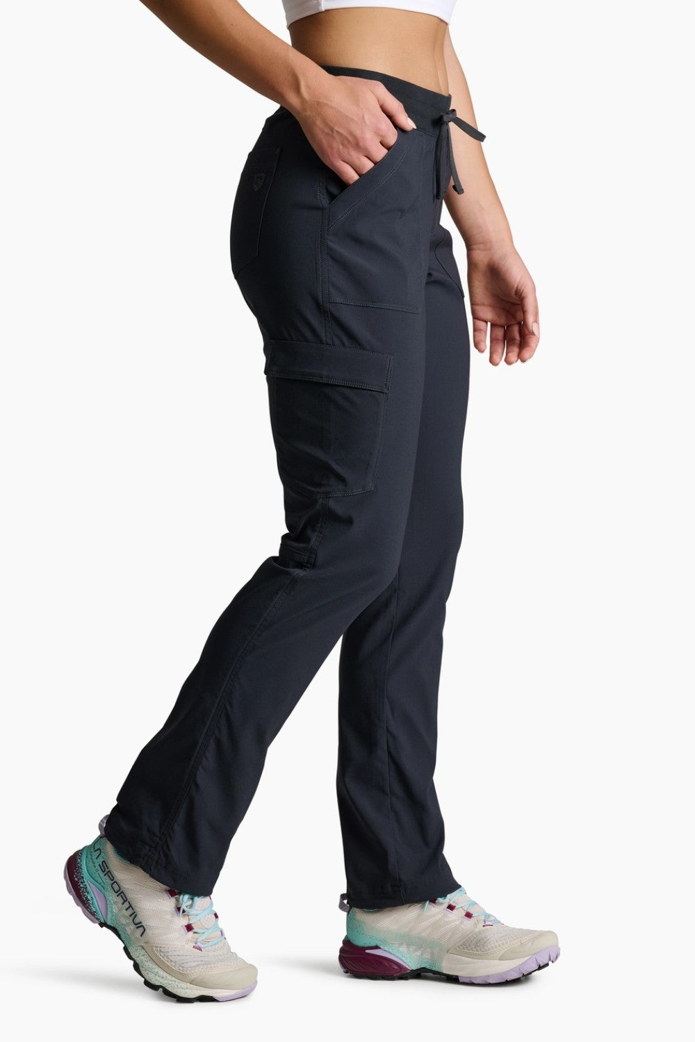 Featuring premium stretch and endless rebound, the lightweight TREKR Straight Pant delivers superior flexibility with a fit that never bags out. The pull-on waistband and external drawcord let you customize your fit while hidden snaps on thigh pockets secure essentials.