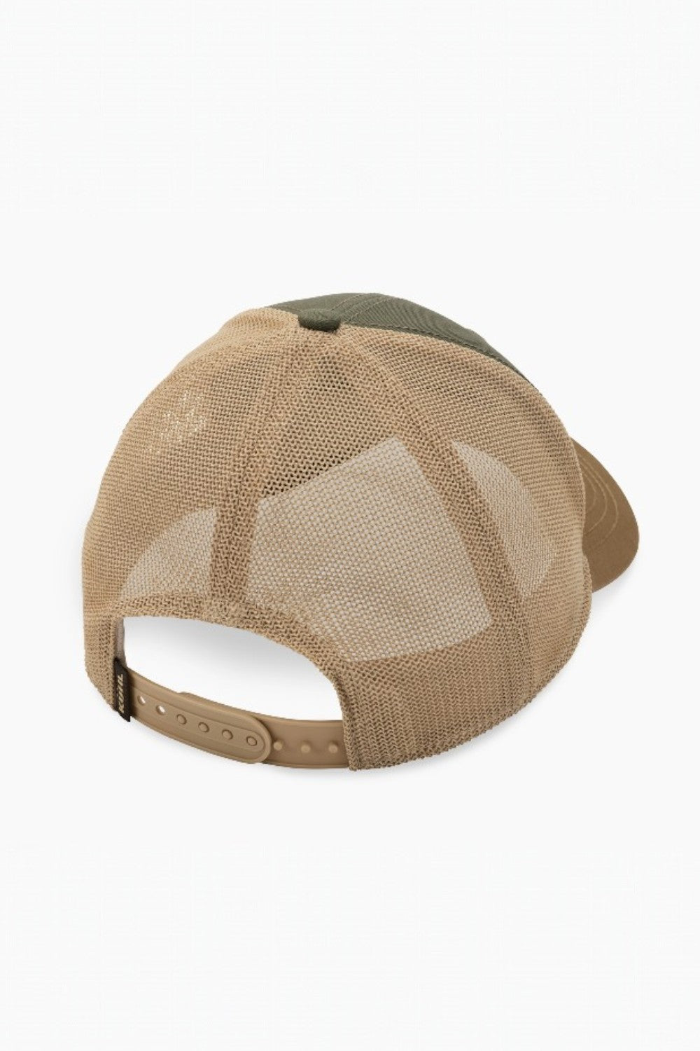 Brown and green mesh cap on a white background