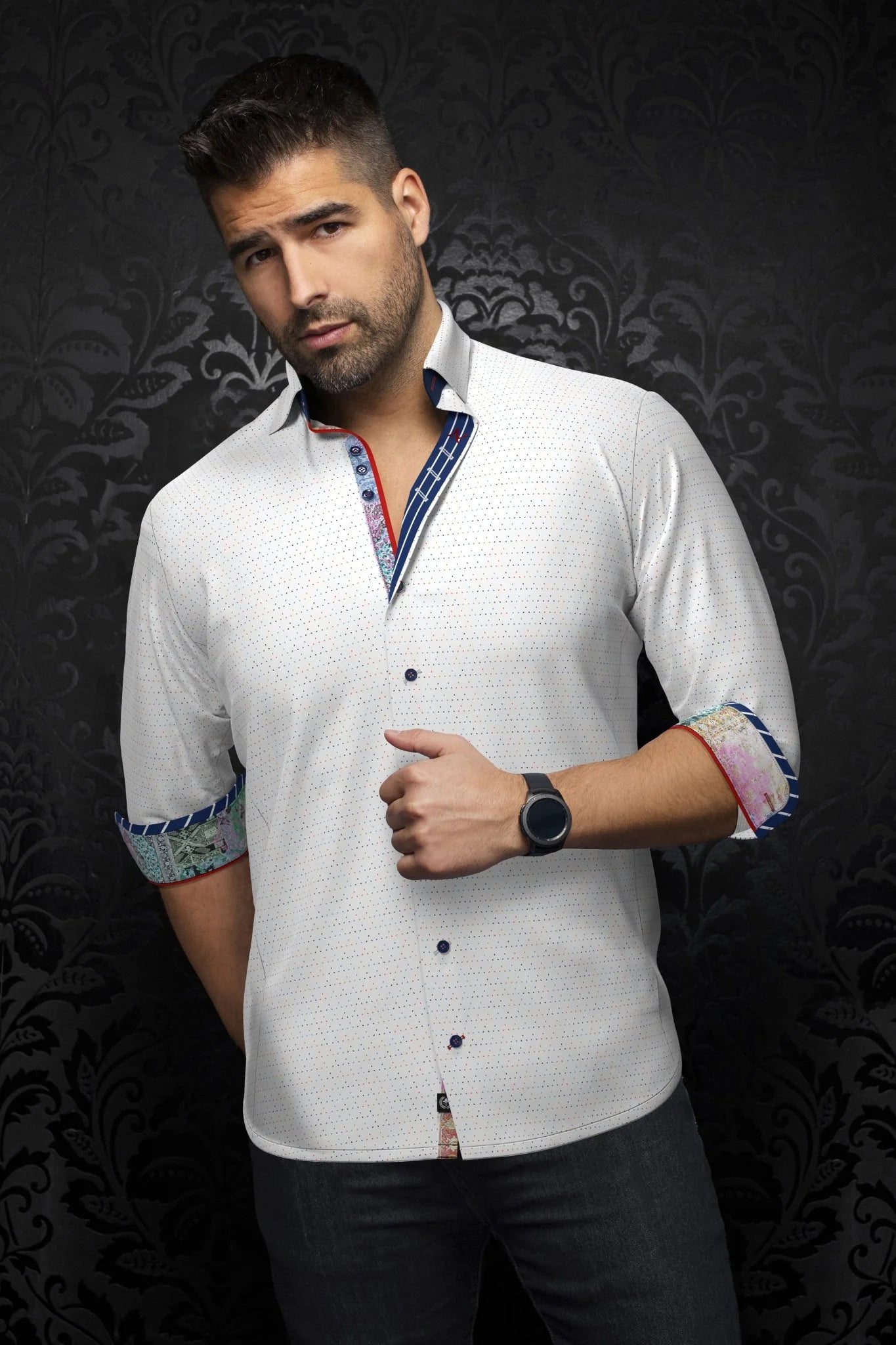 Shirt casual dress fashion for men 98% cotton and 2% Spandex for optimum comfort. Distinguish yourself with contrasting patterns and sophisticated details. Comfortable with premium stretch cotton fabric. 