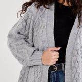 Apricot Cable Knit Open Midi Cardigan