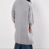 Apricot Cable Knit Open Midi Cardigan