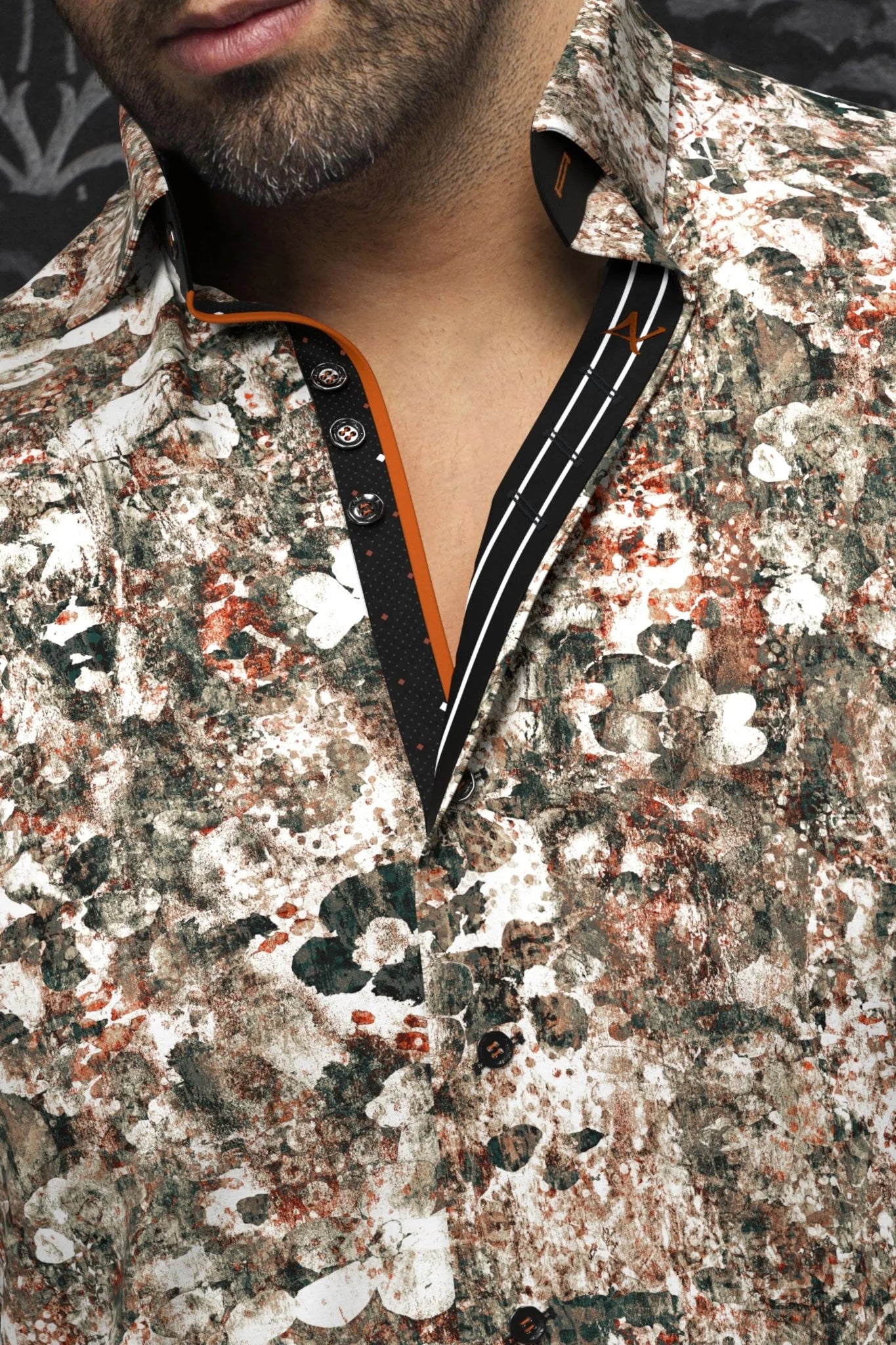 This is a collection of comfortable, performance stretch, fashionable dressy and casual shirts. Stand out from the crowd, thanks to Au Noirs cleaver use of contrasting patterns and sophisticated details. Comfortable with a high quality, performance stretch cotton fabric.