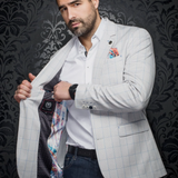 Blazer Fashionable and stretchy for men. Stand out with our sophisticated details and patterned lining. Comfortable with a premium fabric blend offering confidence and freedom of movement.