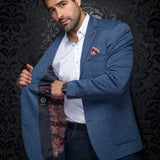 Blazer Fashionable and stretchy for men. Stand out with our sophisticated details and patterned lining. Comfortable with a premium fabric blend offering confidence and freedom of movement. 