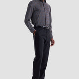 The James OoohCotton long-sleeved shirt in basketweave print features a point collar, mother-of-pearl buttons, and a curved hem for a sleek tucked or untucked look. The notched cuffs are adjustable to allow for customized fit and also convertible to accommodate cufflinks. OoohCotton® is a performance, double-mercerized, wrinkle-resistant, breathable, and easy-care cotton blend with 8-way stretch, quick-dry, and thermal comfort properties.