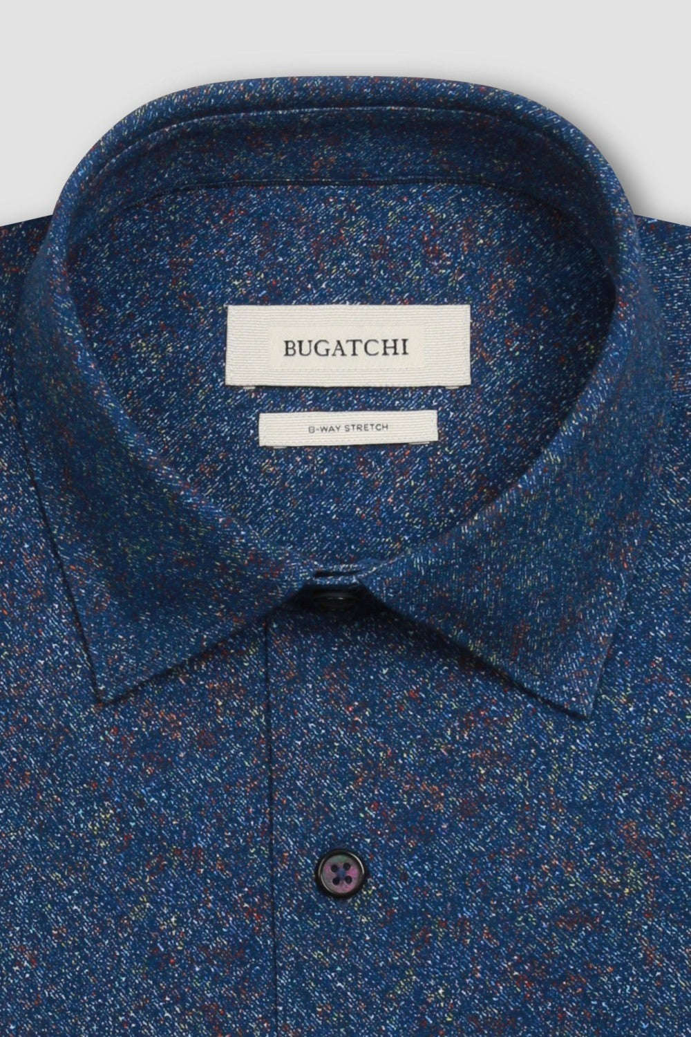 The James OoohCotton long-sleeved shirt in marbled print features a point collar and a curved hem for a sleek tucked or untucked look. The notched cuffs are adjustable to allow for customized fit and also convertible to accommodate cufflinks. OoohCotton® is a performance, double-mercerized, wrinkle-resistant, breathable, and easy-care cotton blend with 8-way stretch, quick-dry, and thermal comfort properties.