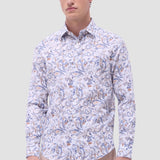 The Julian long-sleeve shirt is crafted from a linen and cotton fabric. It features a point collar, a curved hem that can be worn tucked or untucked, mother-of-pearl buttons, and notched cuffs adjustable for a custom fit-wear them snug or loose. The combination of both fibers balances the crispness of linen with the softness and resilience of cotton to create a comfortable shirt perfect for any occasion.