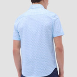 The Miles OoohCotton short-sleeve shirt in basketweave print features a point collar, mother-of-pearl buttons, and a curved hem for a sleek tucked or untucked look. OoohCotton is a performance, double-mercerized, wrinkle-resistant, breathable, and easy-care cotton blend with 8-way stretch, quick-dry, and thermal comfort properties.