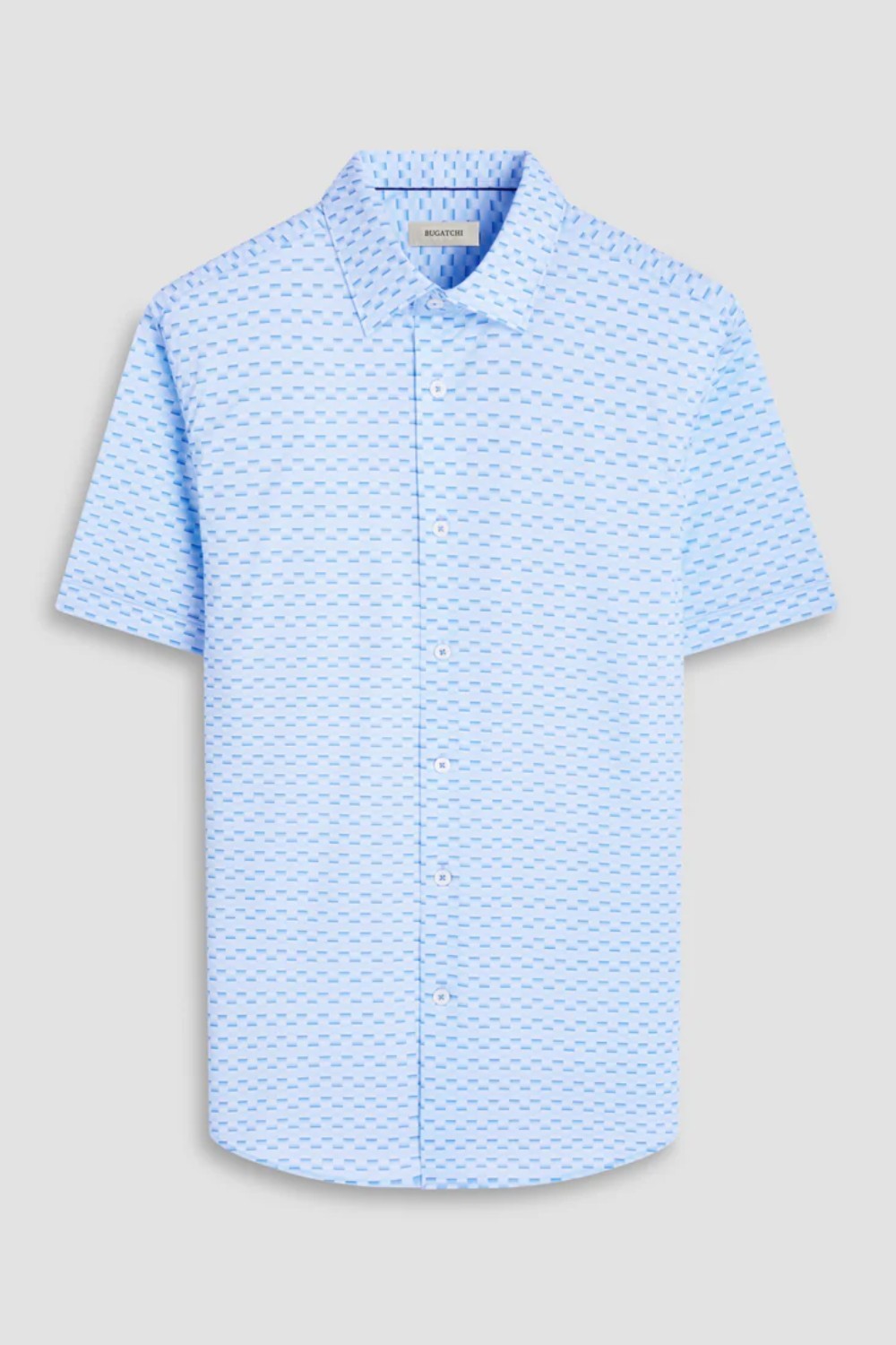 The Miles OoohCotton short-sleeve shirt in basketweave print features a point collar, mother-of-pearl buttons, and a curved hem for a sleek tucked or untucked look. OoohCotton is a performance, double-mercerized, wrinkle-resistant, breathable, and easy-care cotton blend with 8-way stretch, quick-dry, and thermal comfort properties.