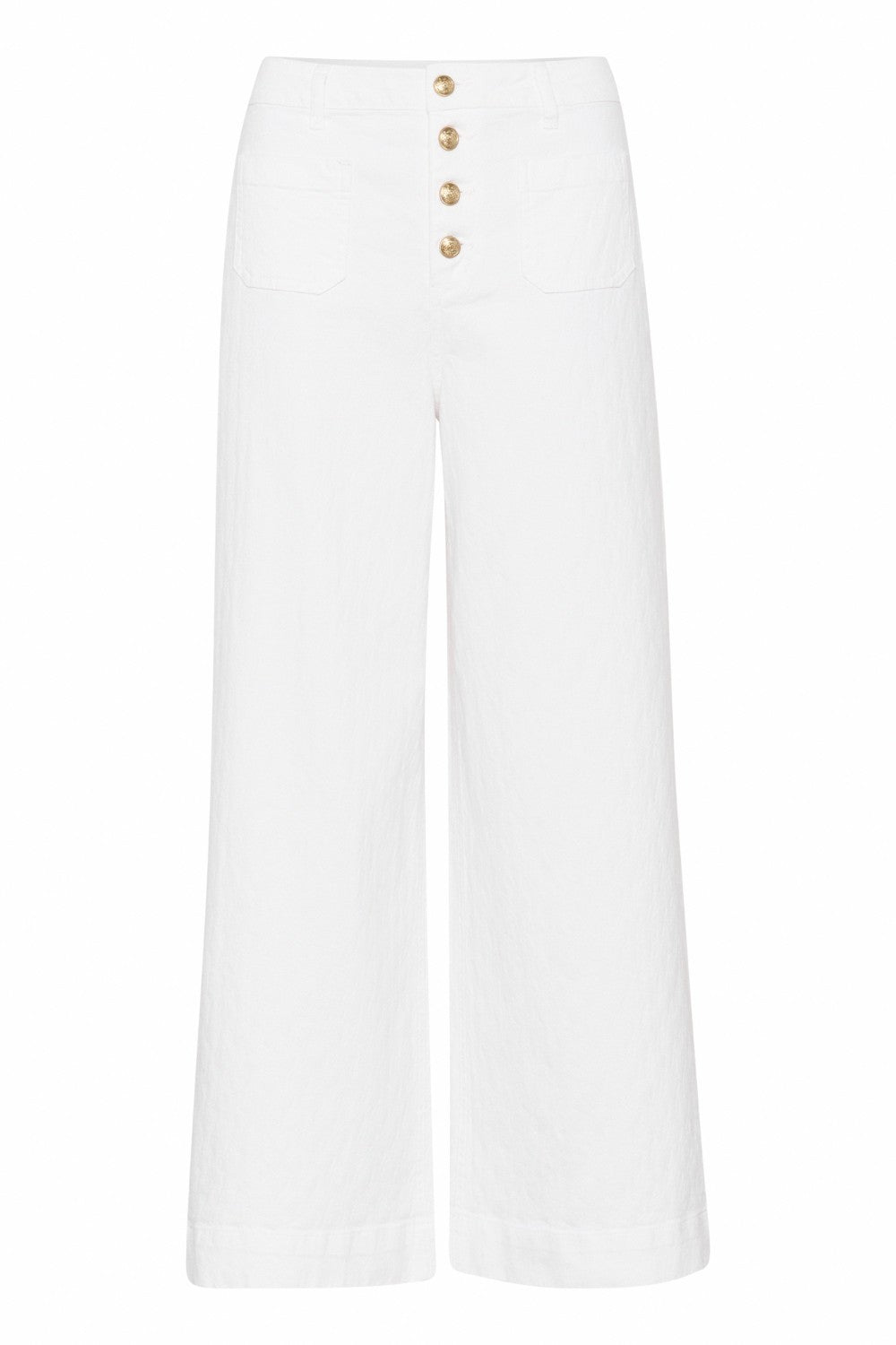 Experience the perfect blend of comfort and style with our Cream Angelena Ankle Pant. Made with a luxurious cotton blend, these pants feature a beautiful tone on tone print that will elevate any outfit. The striking button fly closure adds a touch of sophistication to your look. You'll love the way you feel in these pants!