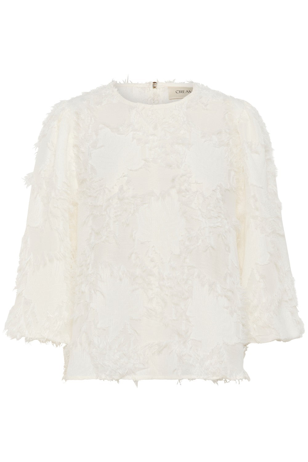White textured blouse on a white background