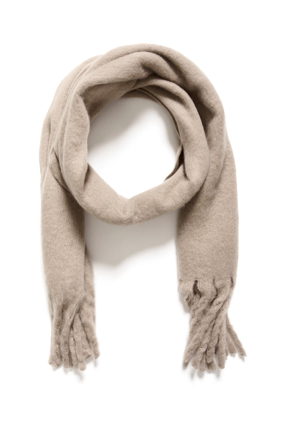 Beige scarf on white background
