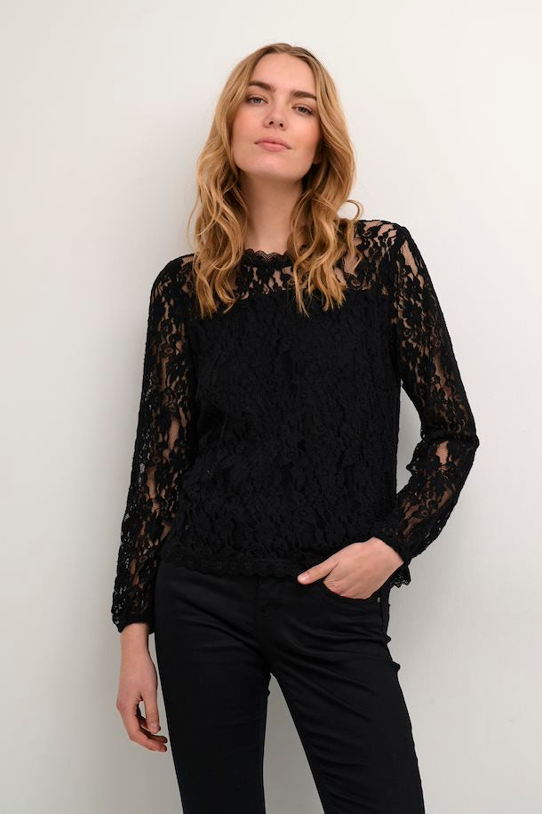 Women's Lace Detail Fluted Sleeve Blouse 