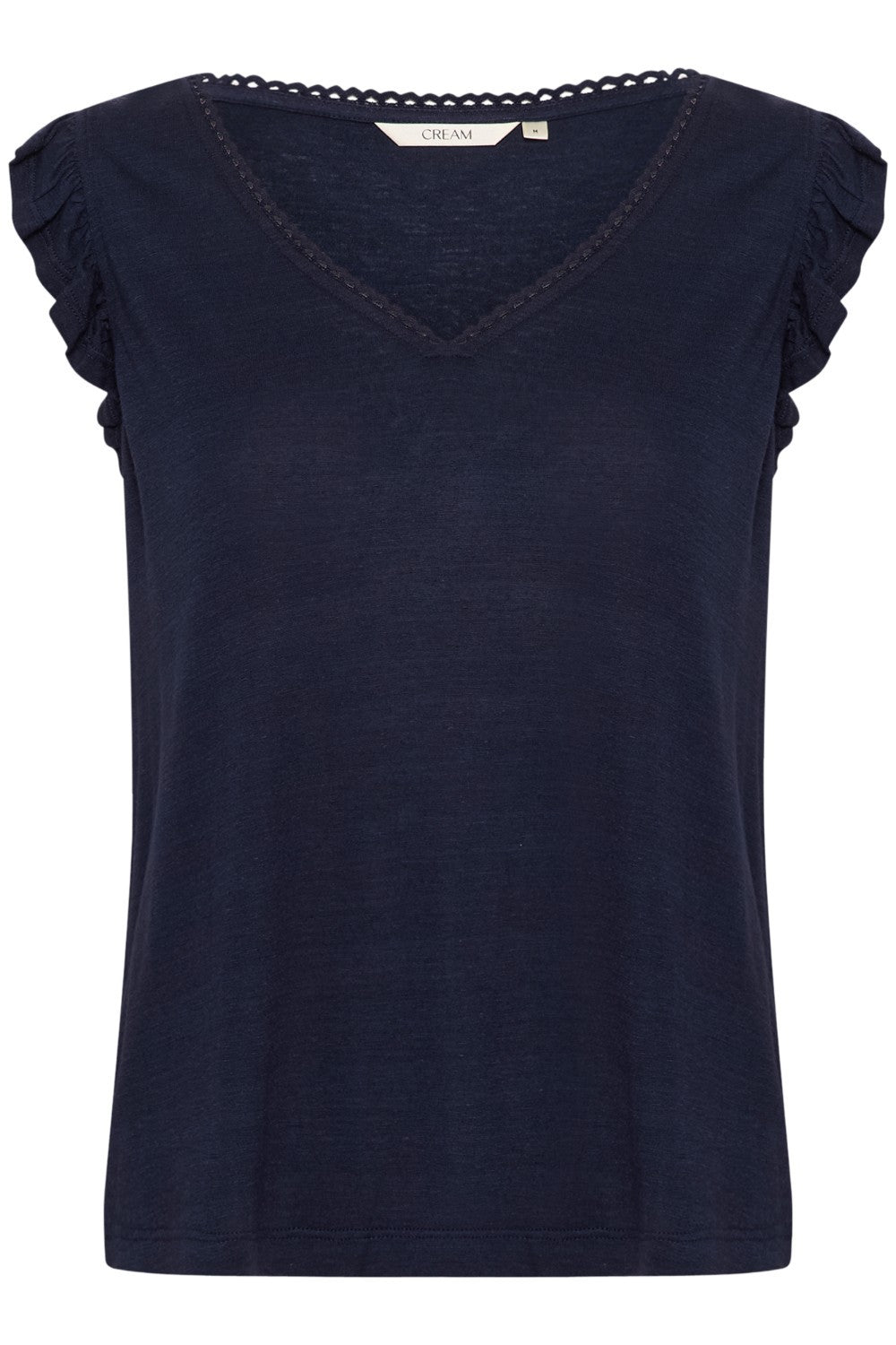 Expertly crafted to elevate your casual wardrobe, the Cream Luna Jersey TShirt features a solid design with a linen blend for softness and breathability. The delicate cap sleeves add a feminine touch to this versatile and stylish top. It's a must-have!