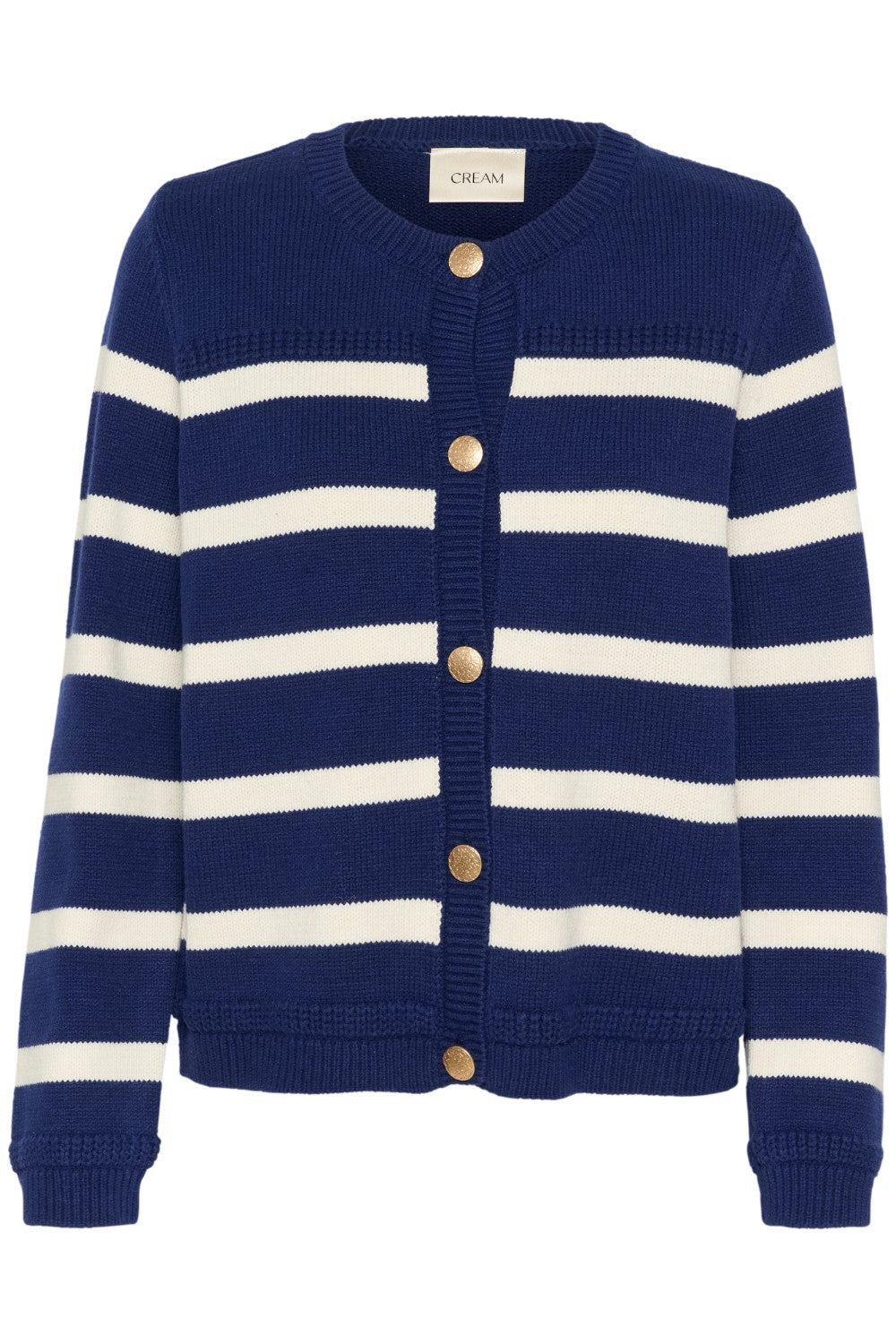 Get ready to set sail in style with our Cream Muka Knit Cardigan. With nautical stripes and striking gold buttons, this piece is both classic and eye-catching. Perfect for adding a touch of seafaring charm to any outfit. Anchors away!
