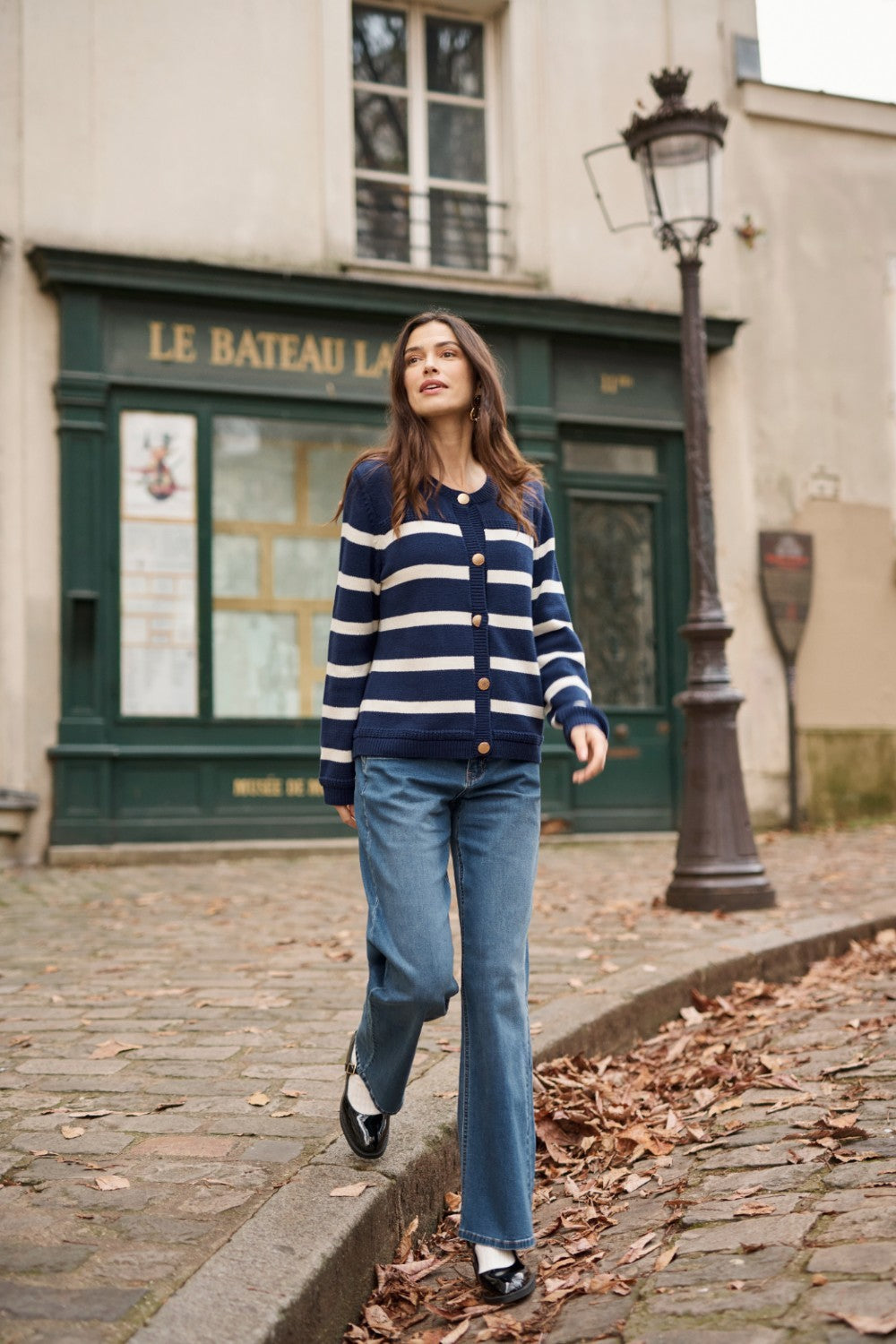Get ready to set sail in style with our Cream Muka Knit Cardigan. With nautical stripes and striking gold buttons, this piece is both classic and eye-catching. Perfect for adding a touch of seafaring charm to any outfit. Anchors away!