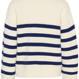 Sail away in style with the Cream Muka Knit Pullover. This nautical-inspired v-neck sweater is made of a comfortable cotton blend, perfect for any casual occasion. Smooth sailing guaranteed!