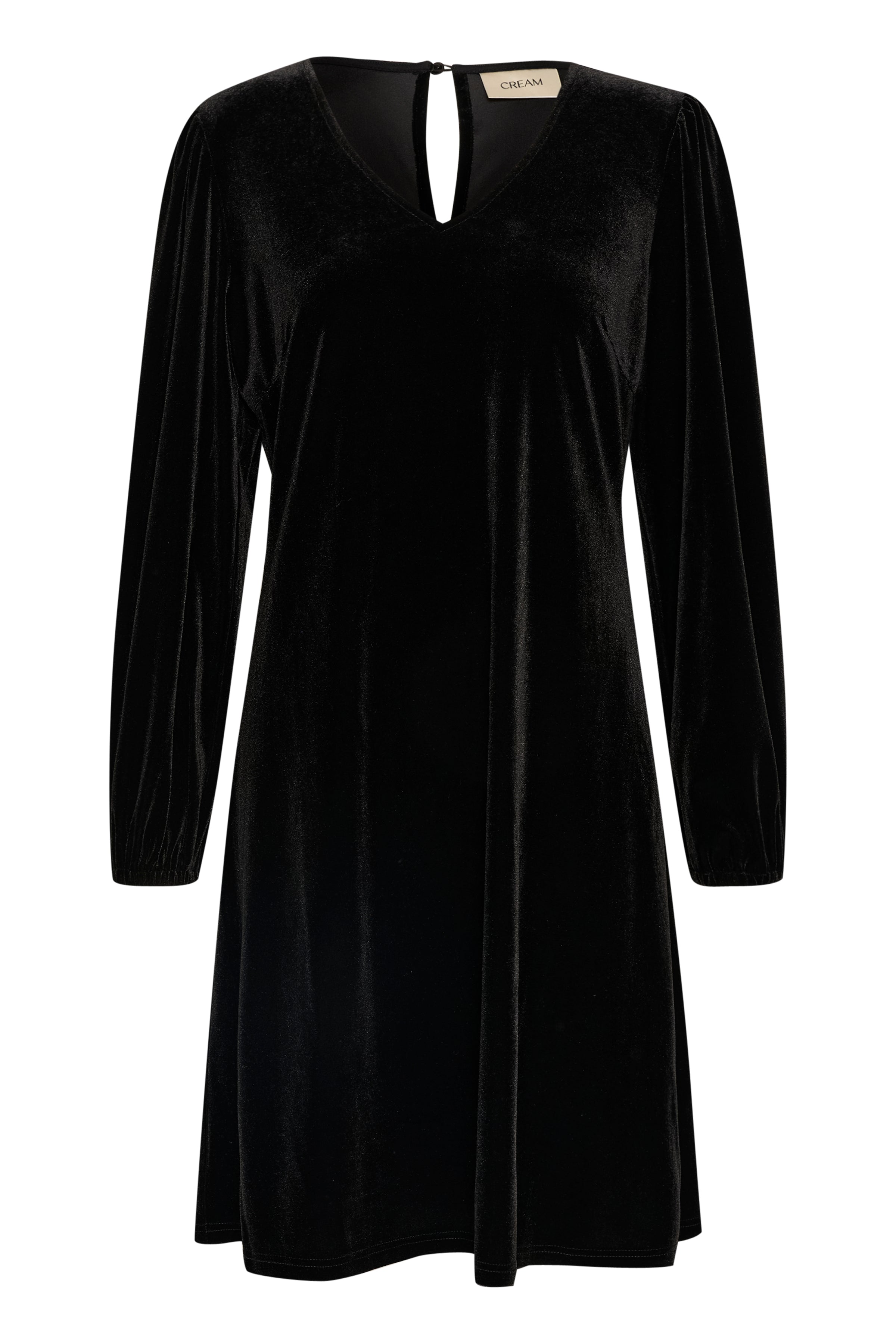 This elegant Cream Pativa Dress is perfect for special occasions with its long sleeves and v-neck design. Made of velour, it provides warmth and comfort while still being stylish. Dress to impress with this must-have dress.