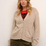 Stay cozy all season long in this Cream Persus Knit Cardigan! With its must-have melange knit fabric, this cardigan will upgrade any outfit with a touch of warmth and style.