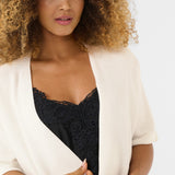 Our Cream Sillar Knit Bolero is back by popular demand! Made from 100% cotton, this cardigan makes layering easy and stylish. Perfect for any occasion, it's a must-have for your wardrobe.