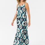 Expertly crafted for comfort and style, the Cream Tiah Dress is the perfect addition to your summer wardrobe. Featuring a maxi length and a stunning Aqua Tie Dye pattern, this dress will make you stand out in any crowd. The adjustable spaghetti straps ensure a perfect fit for any body type. Experience the ultimate blend of fashion and functionality with the Cream Tiah Dress.