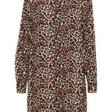Unleash your wild side with our Cream Tiah Shirt Dress, featuring a playful leopard print. Made from lightweight material, this dress is perfect for casual days and nights. (Liven up your wardrobe with a touch of feline fun!)