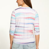 Get ready to wrap yourself up in the playful and soft FDJ Wrap Top! In vibrant colours, this top features rushe detailing at the 3/4 sleeves and a brilliant stitch at the top of the wrap to ensure it stays in place. Fun and comfortable, this top is sure to make a statement!