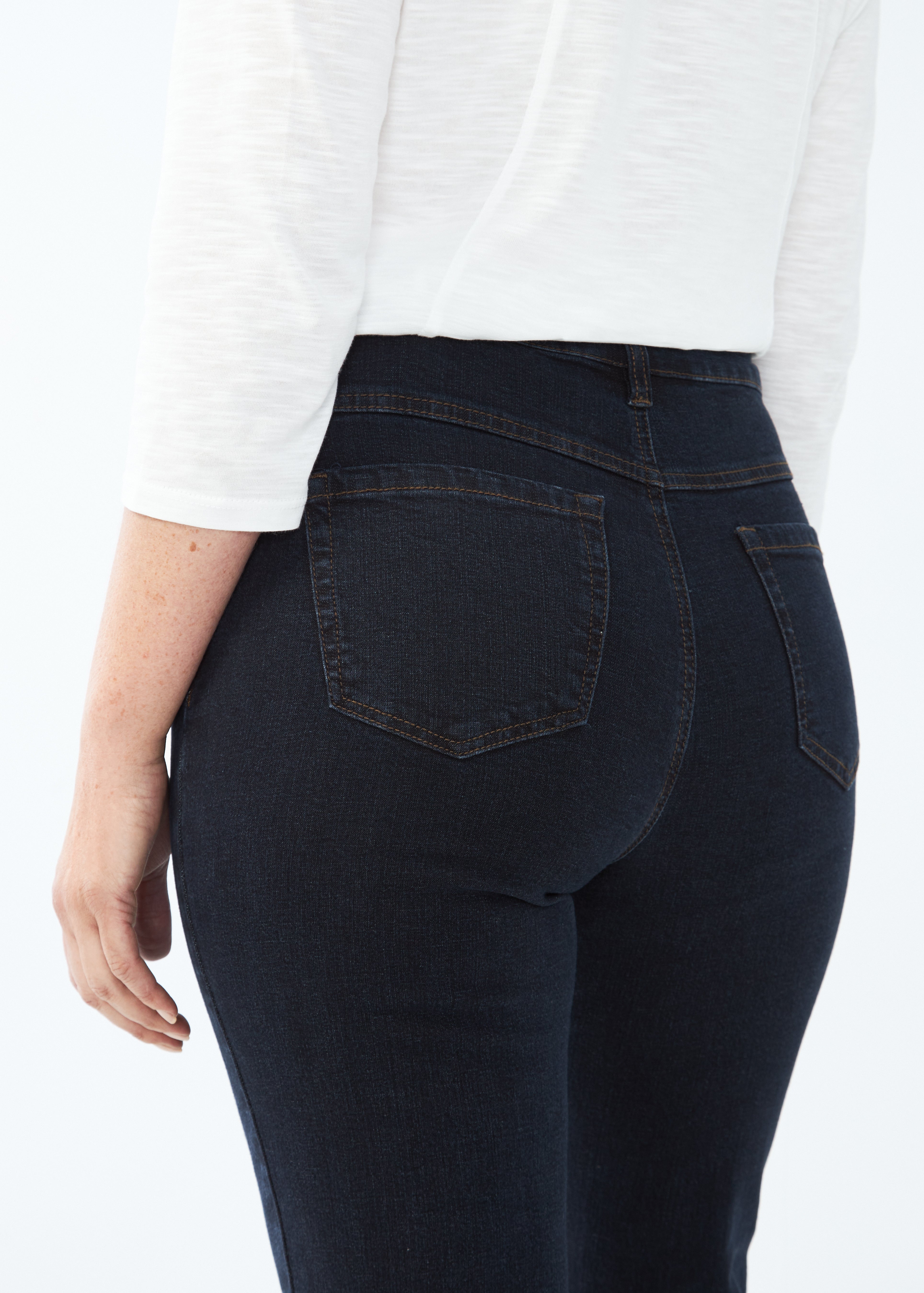 Why mess with a classic? Our Classic Denim Petite Suzanne fits like a glove. Sits at the natural waist and flatters the figure.