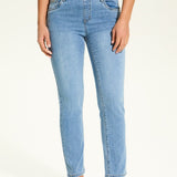 Experience pure comfort and effortless style with the FDJ Basic Pull-On Straight Ankle. This pair of jeans features a medium wash and a flattering straight cut, providing a comfortable fit and a versatile look for any casual occasion. Say goodbye to uncomfortable jeans and hello to a new level of comfort and style.