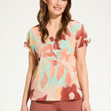 Stay cool with the FDJ Crinkle Printed Blouse. Made from 100% cotton, this floral print top is perfect for any casual occasion. Its crinkle texture adds a unique touch that will make you stand out in style.