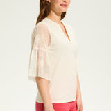 Expertly crafted from a cotton and modal blend, the FDJ Mesh Bell Sleeve Top offers effortless style and comfort. The beautiful mesh sleeve to elbow adds a touch of elegance, making it perfect for any occasion. Easy to wear and versatile, this top is a must-have for every wardrobe.