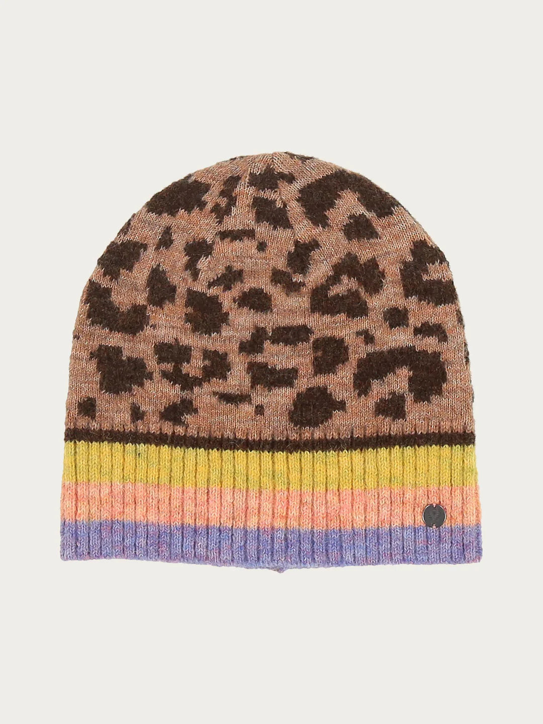 Warm ears and a good mood: both are guaranteed with this knitted hat from FRAAS. With its leopard design and colourful highlight stripes, you will attract everyone's attention. Another plus: the wool blend hat contains recycled polyester made from used PET bottles. This hat looks incredibly good and also feels great to wear.