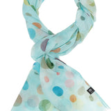 Fashionable and Sustainable! This fun polka dot scarf is the perfect addition to your summer wardrobe. Tie it in a classic scarf shape, thrown over your shoulders, or let it hang down in the breeze. Pairs well with your favourite jeans, summer dresses or work blazer. A fabulous fashion accessory that is Good for you and Good for the planet since the fibers have been recycled from plastic bottles.
