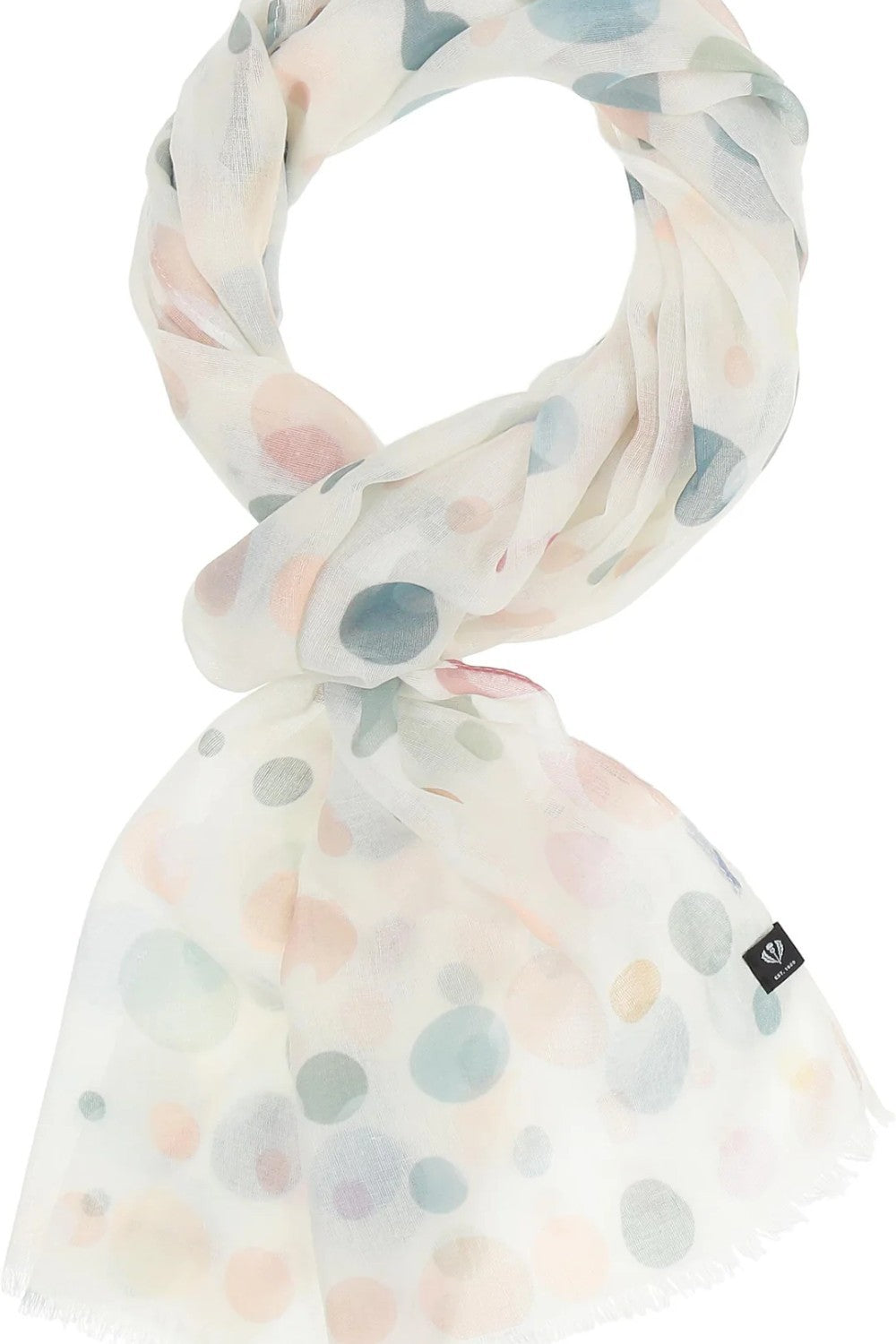 Fashionable and Sustainable! This fun polka dot scarf is the perfect addition to your summer wardrobe. Tie it in a classic scarf shape, thrown over your shoulders, or let it hang down in the breeze. Pairs well with your favourite jeans, summer dresses or work blazer. A fabulous fashion accessory that is Good for you and Good for the planet since the fibers have been recycled from plastic bottles.