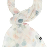 Fashionable and Sustainable! This fun polka dot scarf is the perfect addition to your summer wardrobe. Tie it in a classic scarf shape, thrown over your shoulders, or let it hang down in the breeze. Pairs well with your favourite jeans, summer dresses or work blazer. A fabulous fashion accessory that is Good for you and Good for the planet since the fibers have been recycled from plastic bottles.