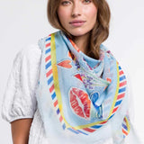 The style this season is to be fashionably sustainable! The fibers in this chic Paris inspired print have been recycled from plastic bottles. Try this versatile oversized square as a bold bandana, chic shawl, fashionable tie, or elegant headscarf. Pairs well with your favourite jeans, fashion dresses or work blazer. A fabulous fashion accessory that is Good for you. Good for the planet.