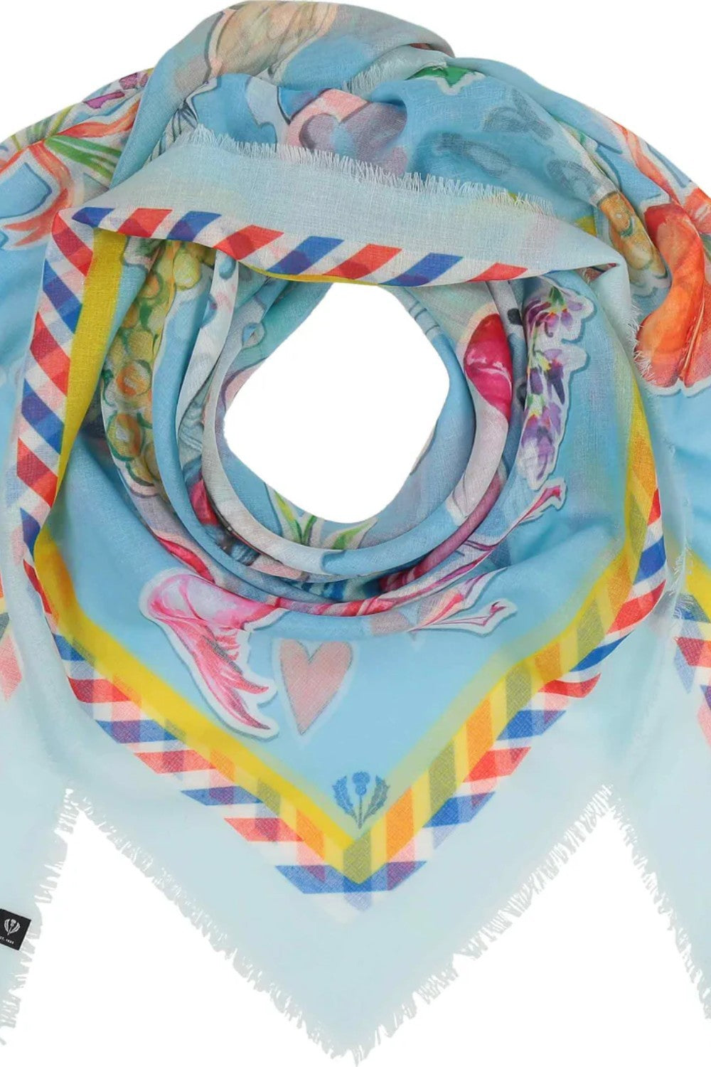 The style this season is to be fashionably sustainable! The fibers in this chic Paris inspired print have been recycled from plastic bottles. Try this versatile oversized square as a bold bandana, chic shawl, fashionable tie, or elegant headscarf. Pairs well with your favourite jeans, fashion dresses or work blazer. A fabulous fashion accessory that is Good for you. Good for the planet.