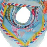 The style this season is to be fashionably sustainable! The fibers in this chic Paris inspired print have been recycled from plastic bottles. Try this versatile oversized square as a bold bandana, chic shawl, fashionable tie, or elegant headscarf. Pairs well with your favourite jeans, fashion dresses or work blazer. A fabulous fashion accessory that is Good for you. Good for the planet.