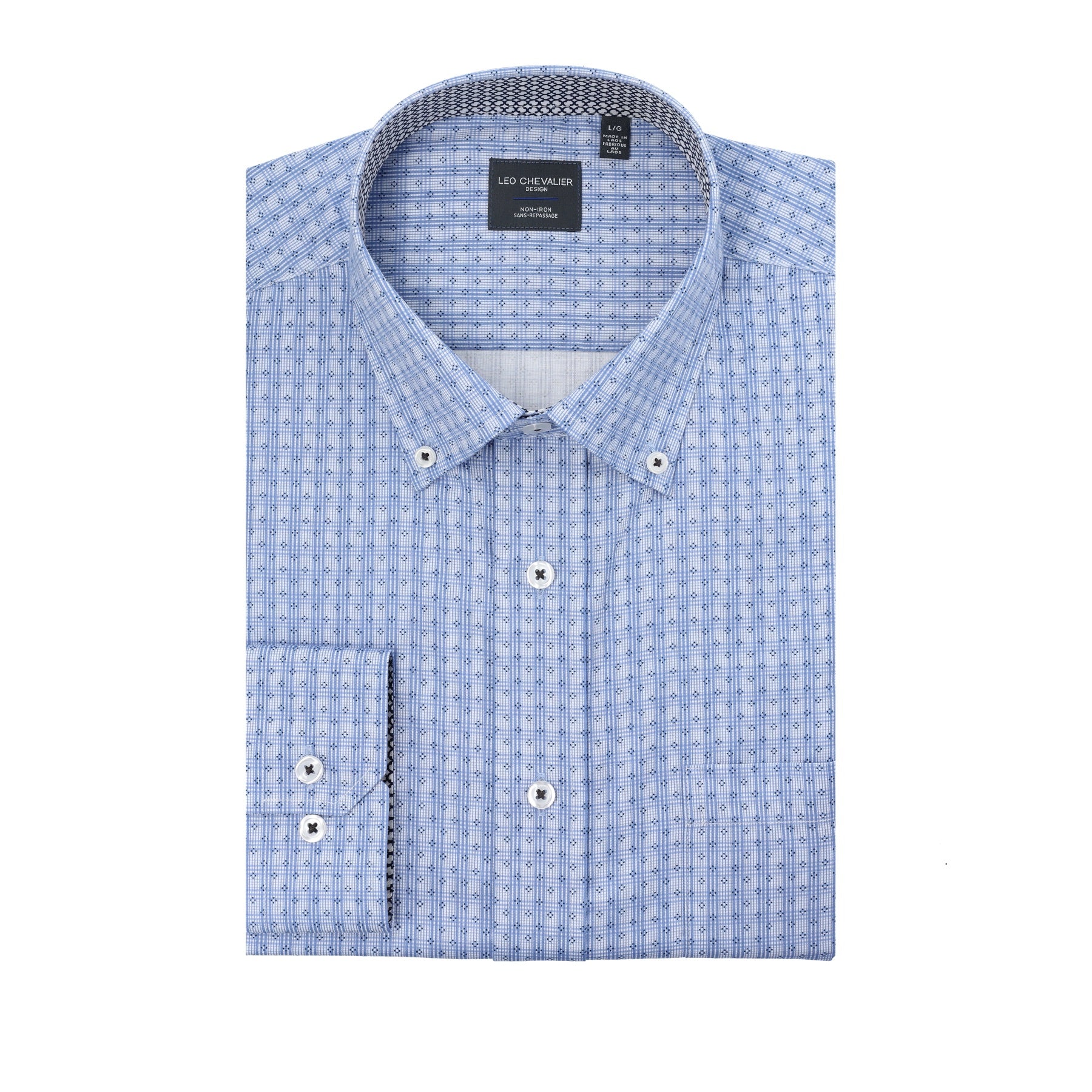 100% Cotton Non-IronHidden Button Down Long Sleeve