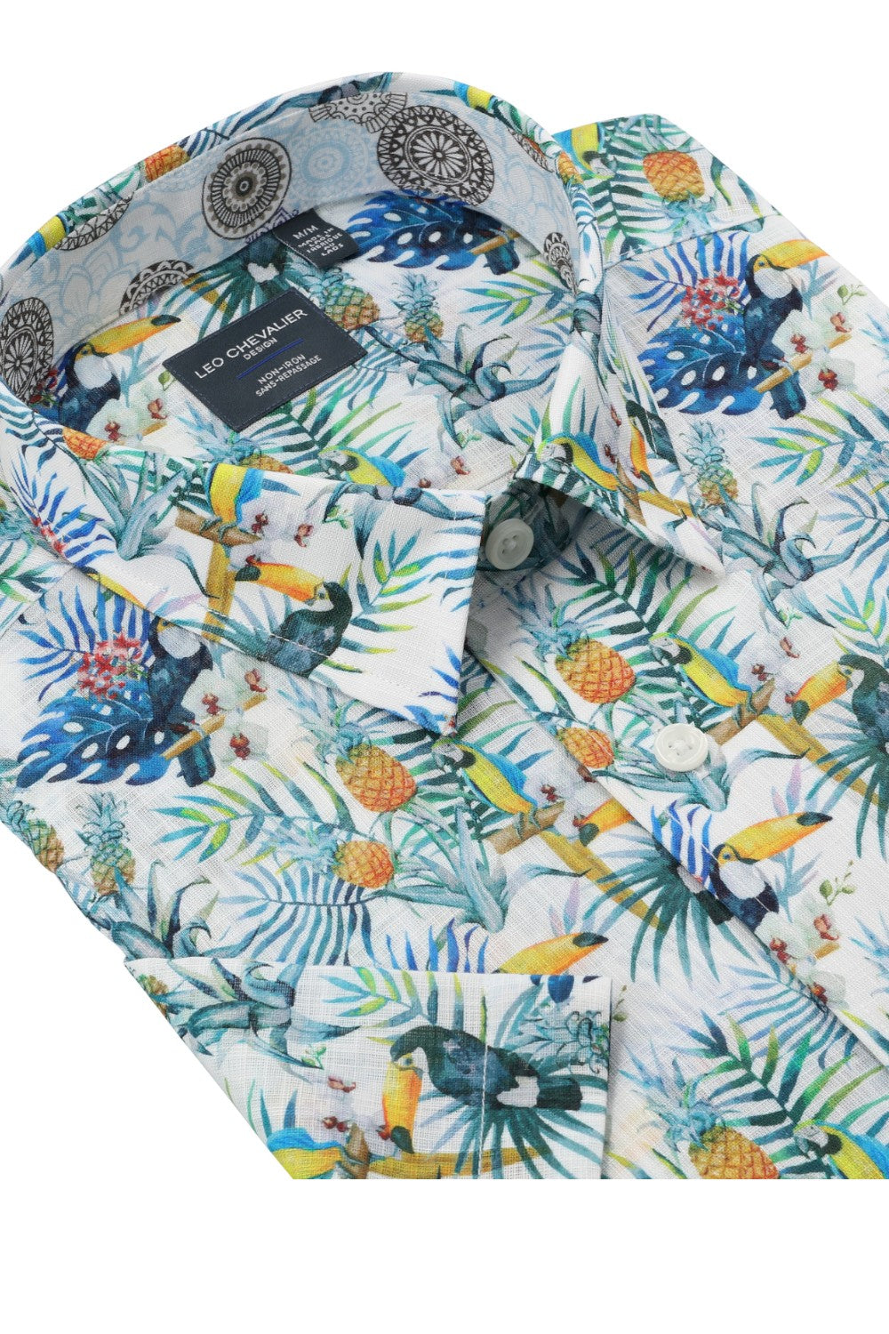 This Leo Chevalier Men's Short Sleeve is crafted from 100% cotton which provides excellent breathability and is non-iron for easy maintenance. The hidden button down collar and tall fit provide a tailored look for any occasion.