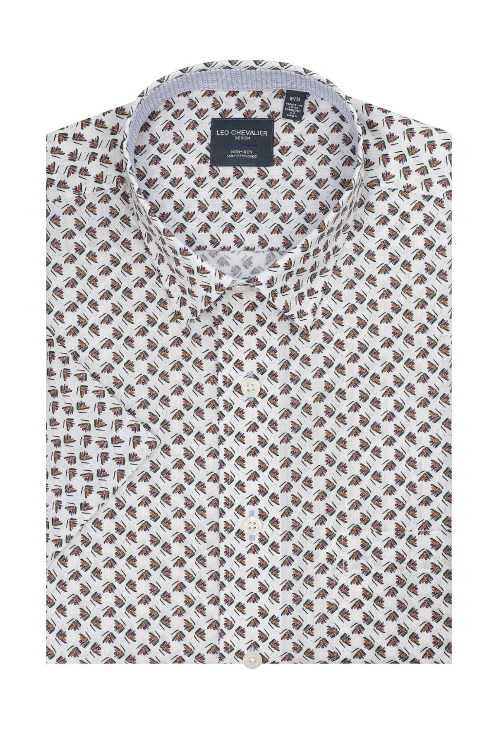 This Leo Chevalier Men's Short Sleeve is crafted from 100% cotton which provides excellent breathability and is non-iron for easy maintenance. The hidden button down collar and tall fit provide a tailored look for any occasion.