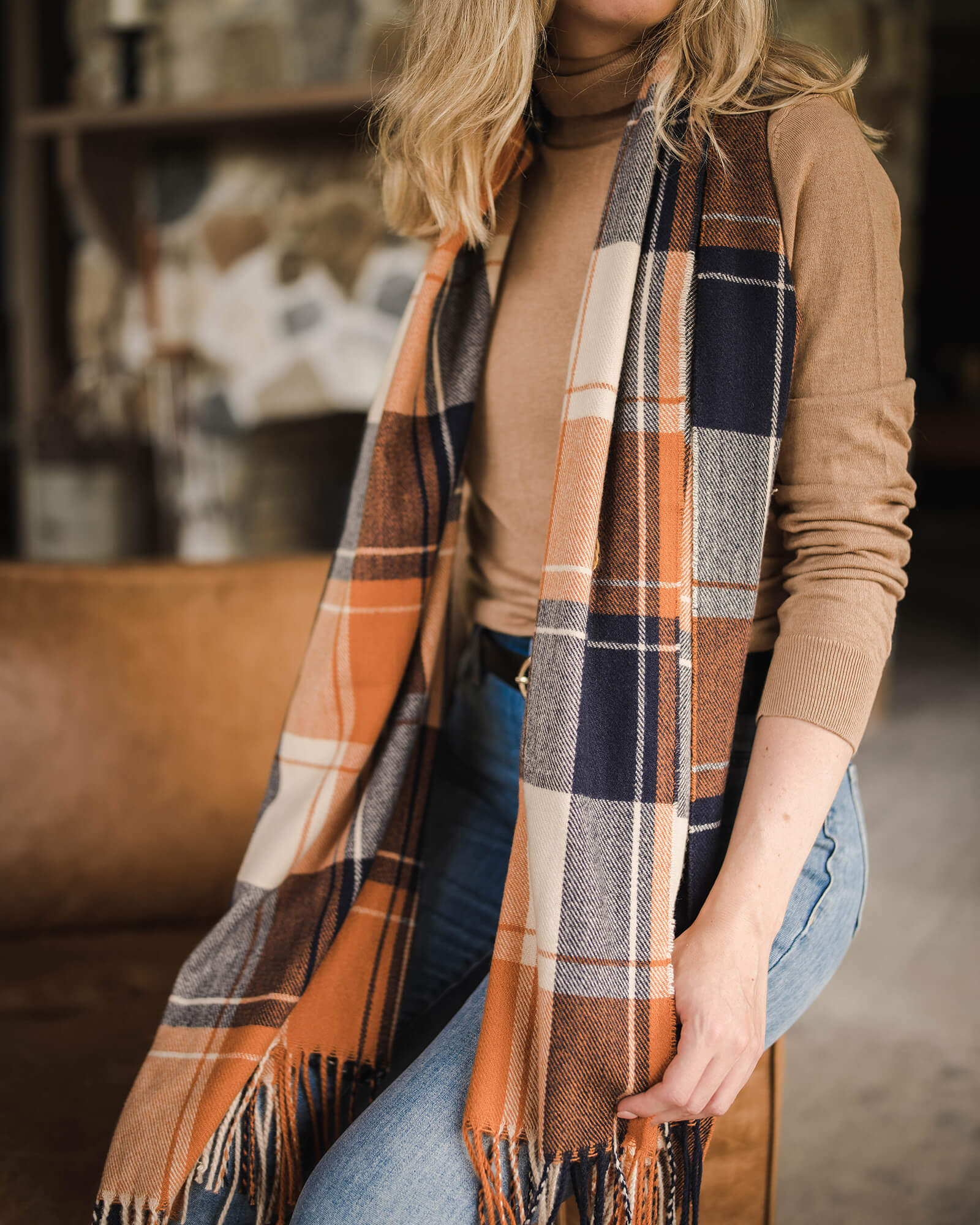 The Louenhide Glasgow Scarf is a timeless tartan pattern in gorgeous winter colourways.